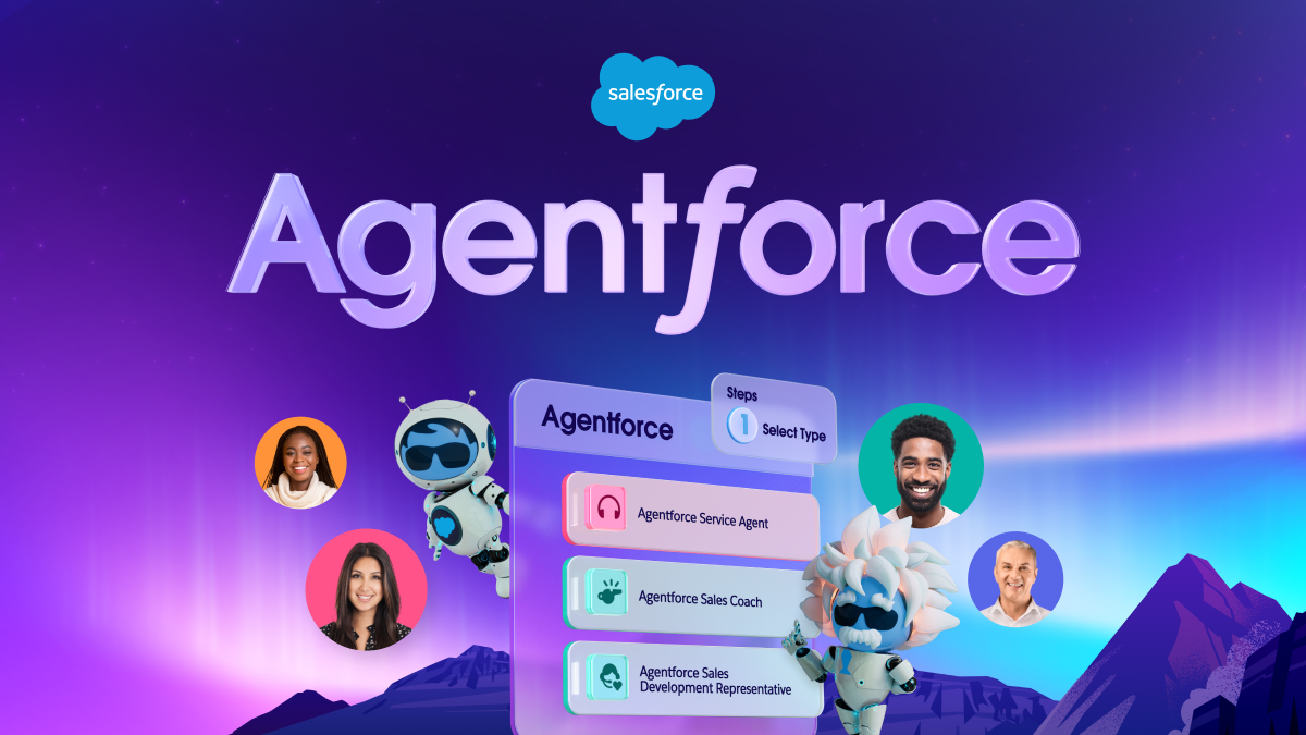 An eye-catching illustration showcasing AI-driven customer support and automation in action, featuring a split-screen design. On one side, traditional Salesforce bots like Einstein Bots are depicted handling routine inquiries, represented by basic chat bubbles and task icons. On the other side, Agentforce agents are visualized performing complex, data-driven tasks, with an advanced AI avatar integrating with multiple Salesforce clouds and dashboards. The image emphasizes innovation, efficiency, and enhanced customer experiences, reflecting Salesforce’s transformation from basic automation to intelligent, autonomous AI solutions.